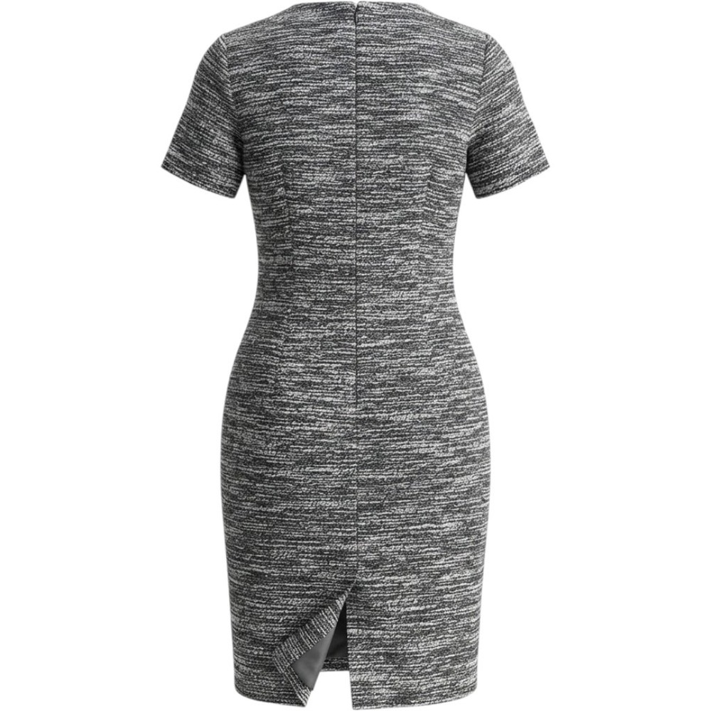 Banana Republic Womens Black White Textured Tweed Sheath Dress 4 Short Sleeve